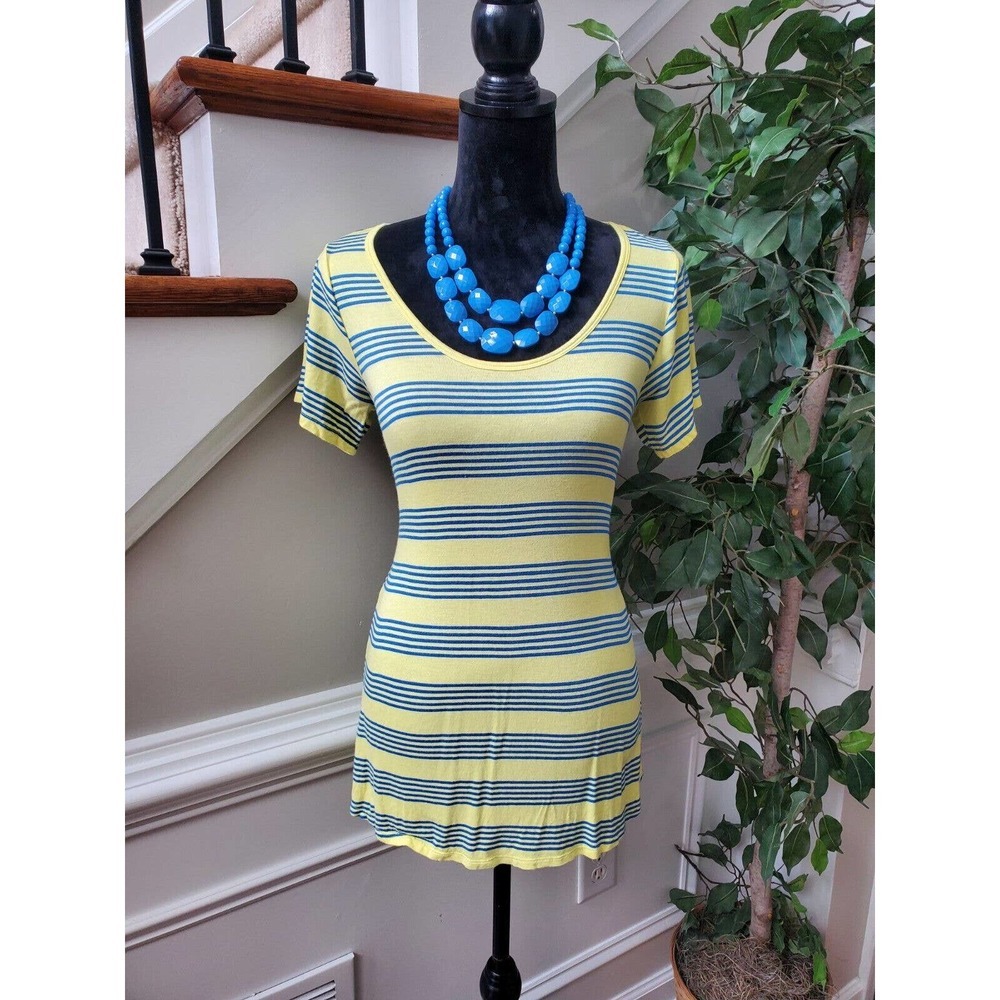 Lula Roe Women's Yellow Cotton Round Neck Short Sleeve Casual Top Shirt Size 2XS